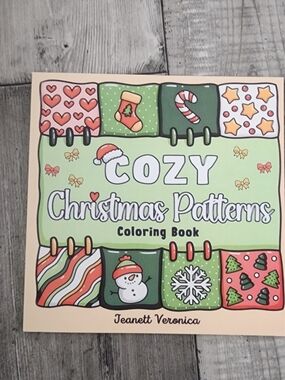 Cozy Christmas Patterns Coloring Book - Green & Red